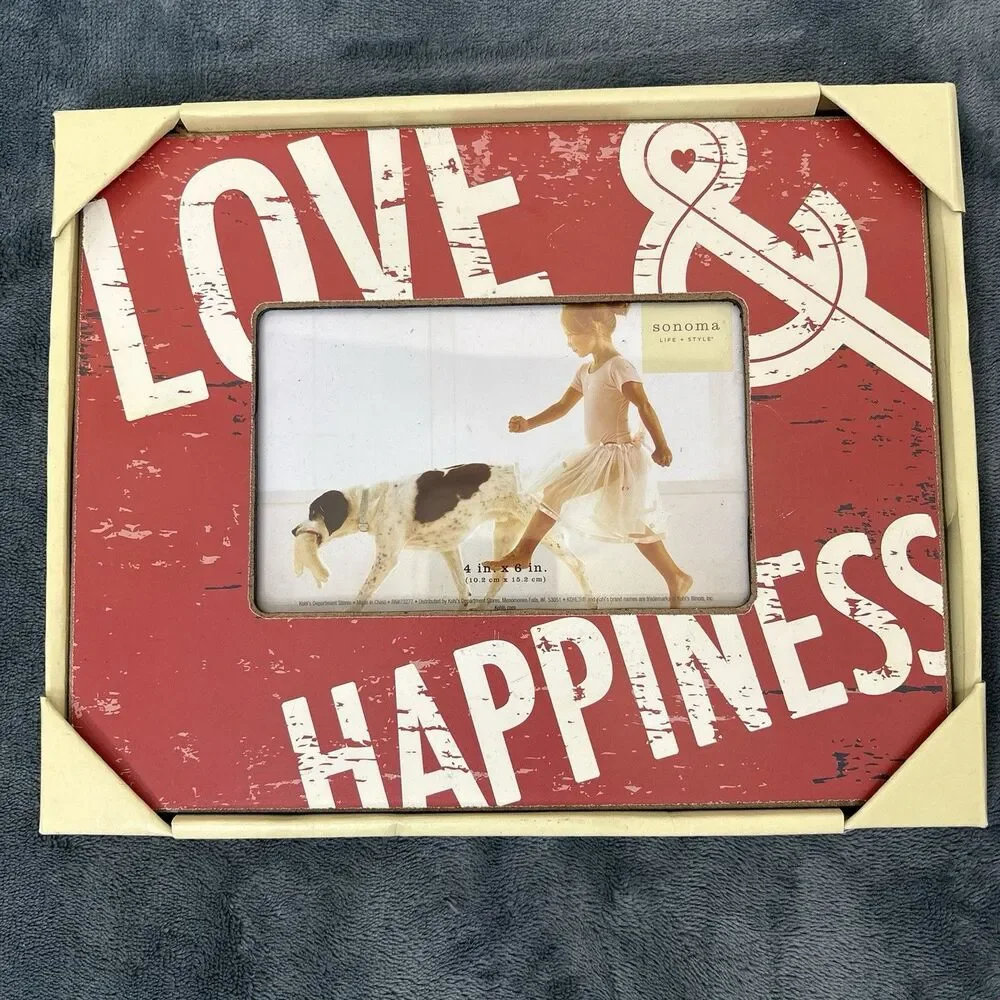Sonoma Accents Love And Happiness Photo Frame 4x6 Wood